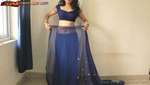 Indian Desi Housewife hot stripping Blue Saree Full Nude Full HD Porn Sexy Navel Gand Choot boobs00001