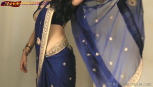 Indian Desi Housewife hot stripping Blue Saree Full Nude Full HD Porn Sexy Navel Gand Choot boobs00029