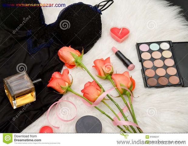 Black Body Orange Roses Lipstick Perfume Eye Shadow Fashionable Concept 91846241