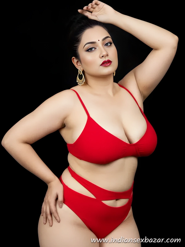Plus Size Curvy Indian Woman Slays in Bold Red Bikini Photoshoot Free Watch Download Exclusive Gallery (5)