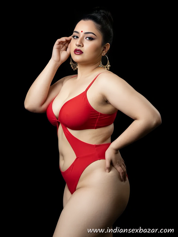 Plus Size Curvy Indian Woman Slays in Bold Red Bikini Photoshoot Free Watch Download Exclusive Gallery (6)